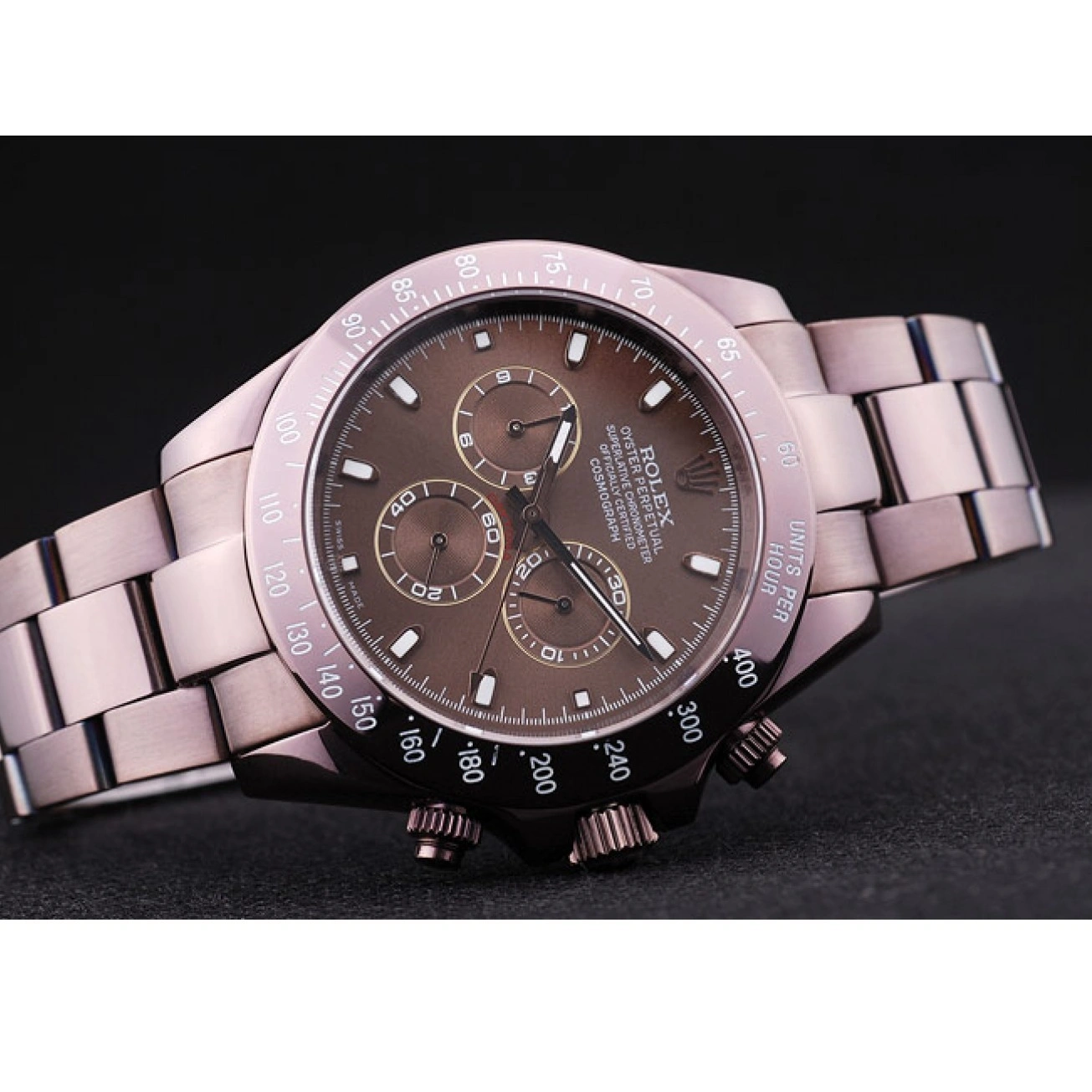 RepTime Watches 0419 Rolex Daytona Copper Stainless Steel Bezel Brown Dial 7477